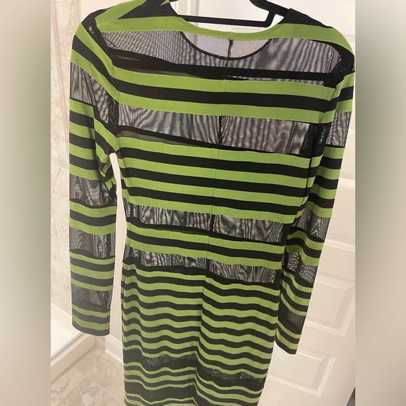 Norma Kamali Dress sheer spliced black and green - Picture 3 of 4